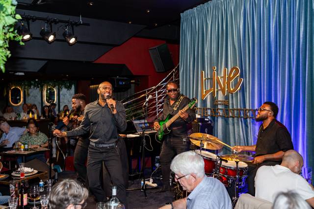 Band members playing live music