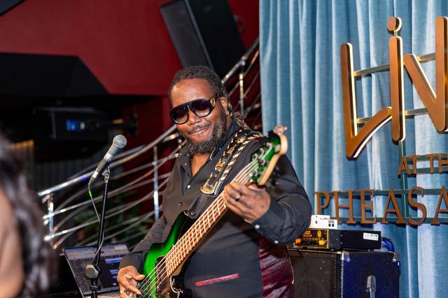Close up of trombone player