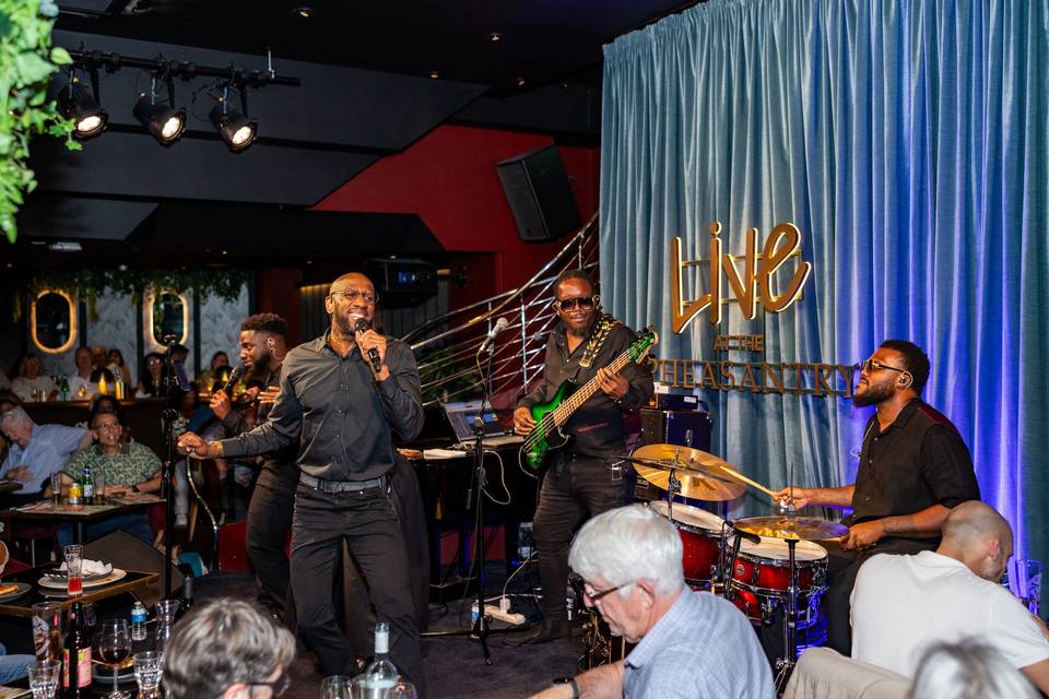 Band members playing live music