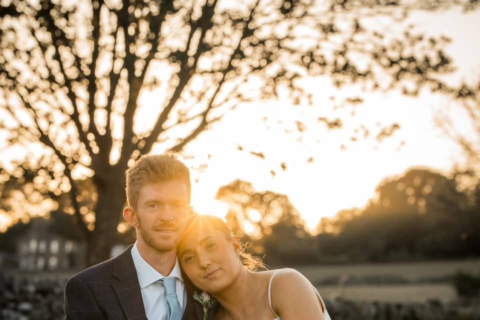 Golden hour out in a field