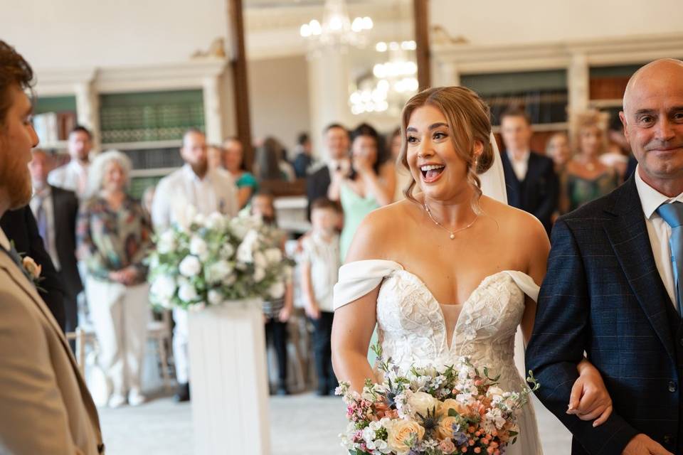 Walking down aisle