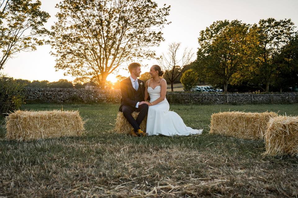 Hay bale Field wedding