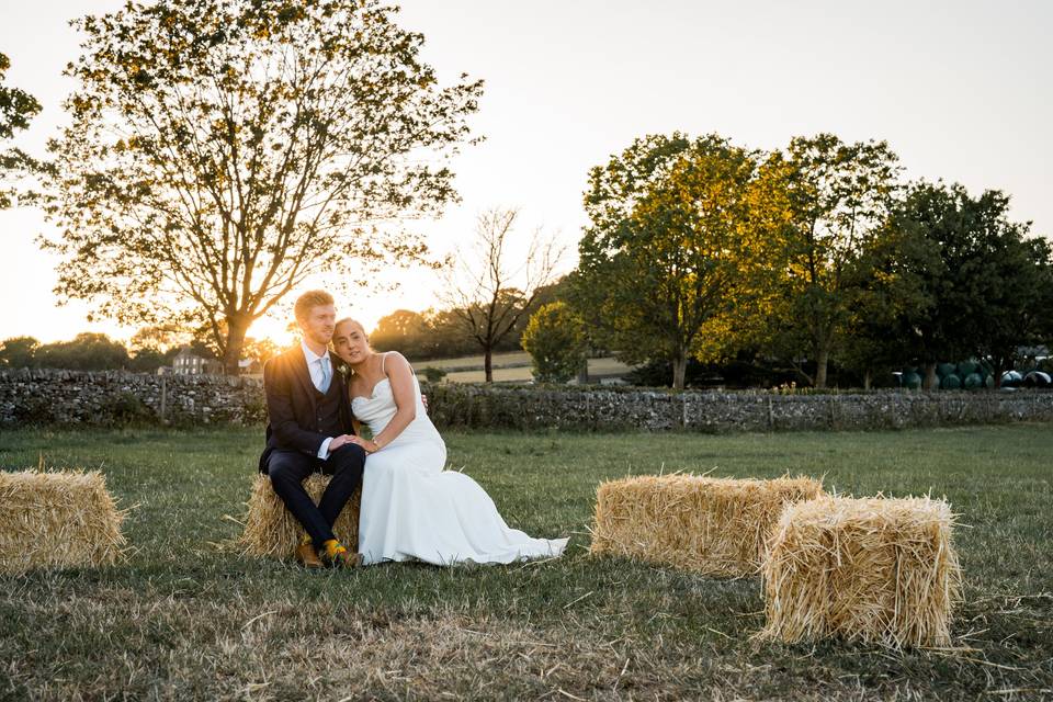 Hay bale Field wedding