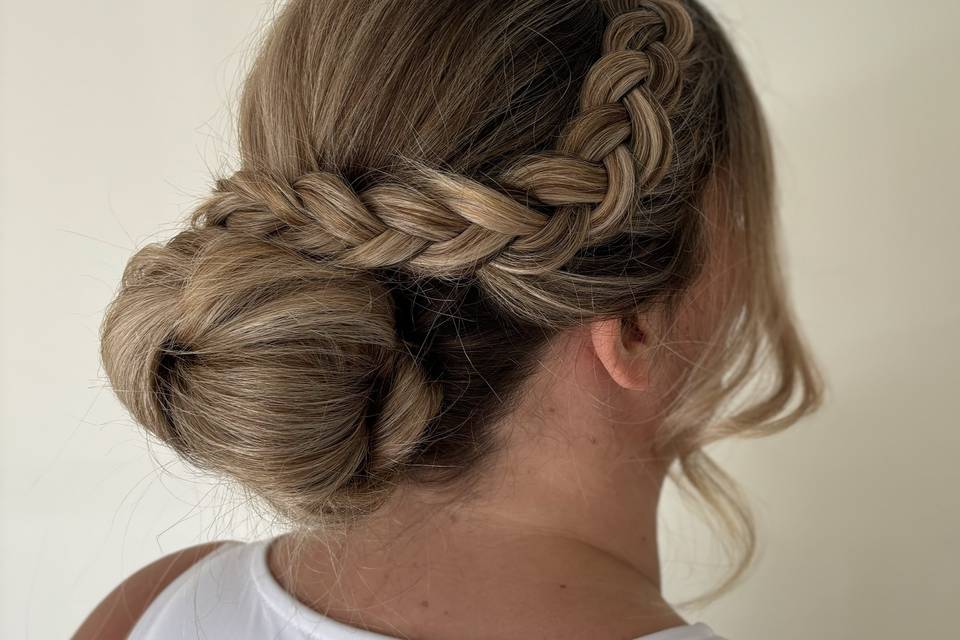 Low bun with Dutch plait