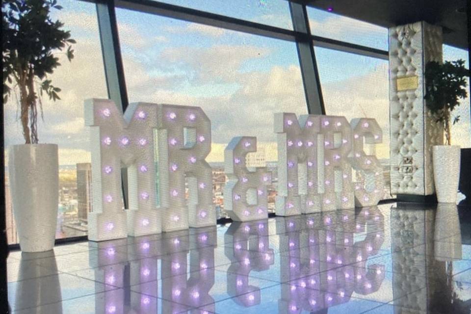 Mr & Mrs light up letters.