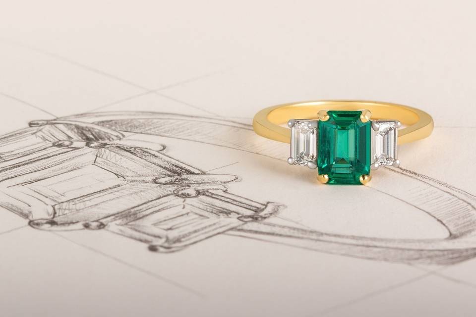 Art-deco emerald style