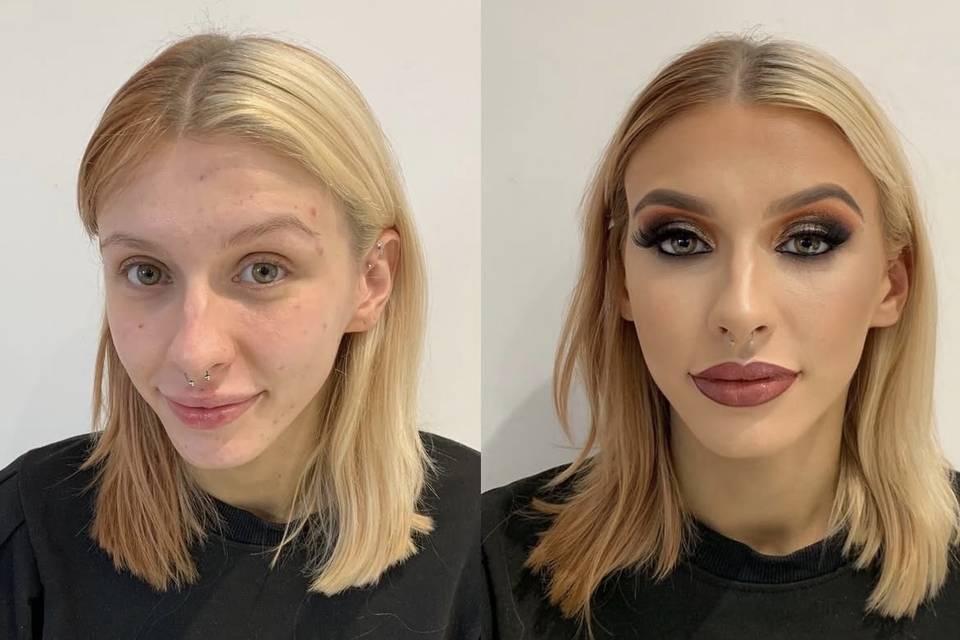 Full glam before and after 🤍