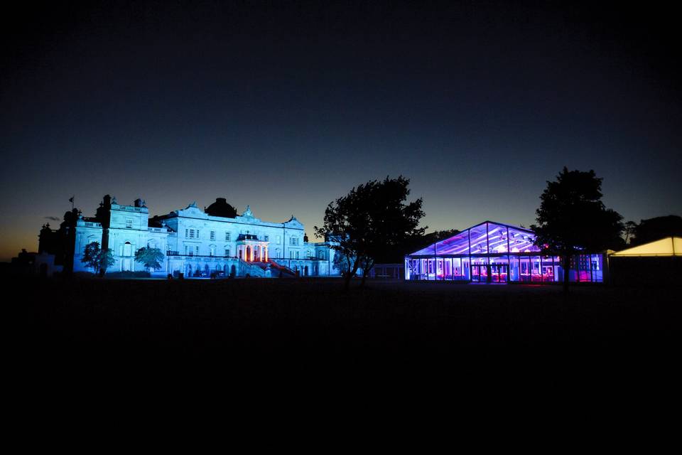 Marquee and Gosford House by night