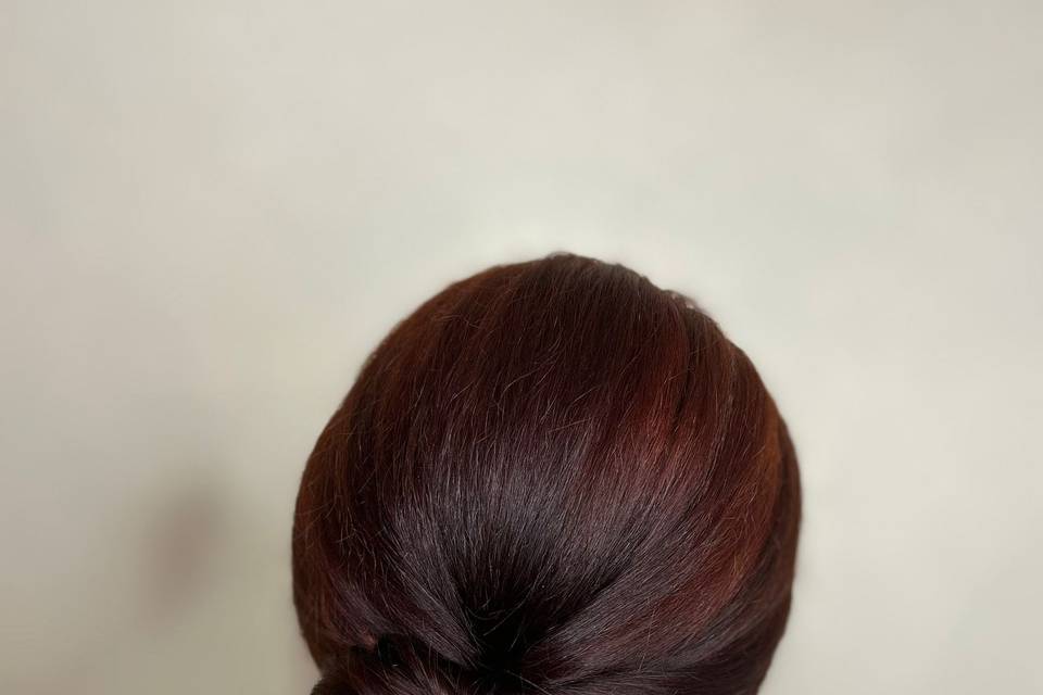 Low bun fun dark hair