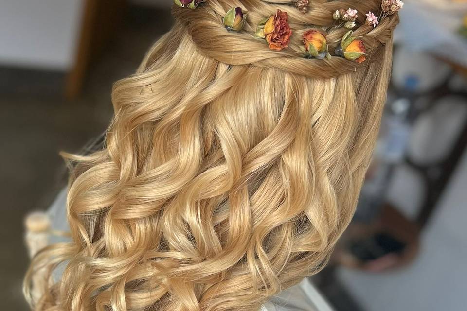Half up half down dried flower