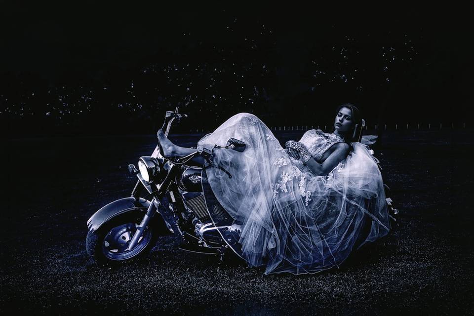 Bride on a motorbike