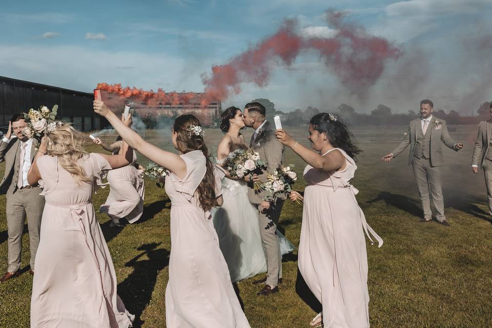Smoke bombs at Dunstall barn