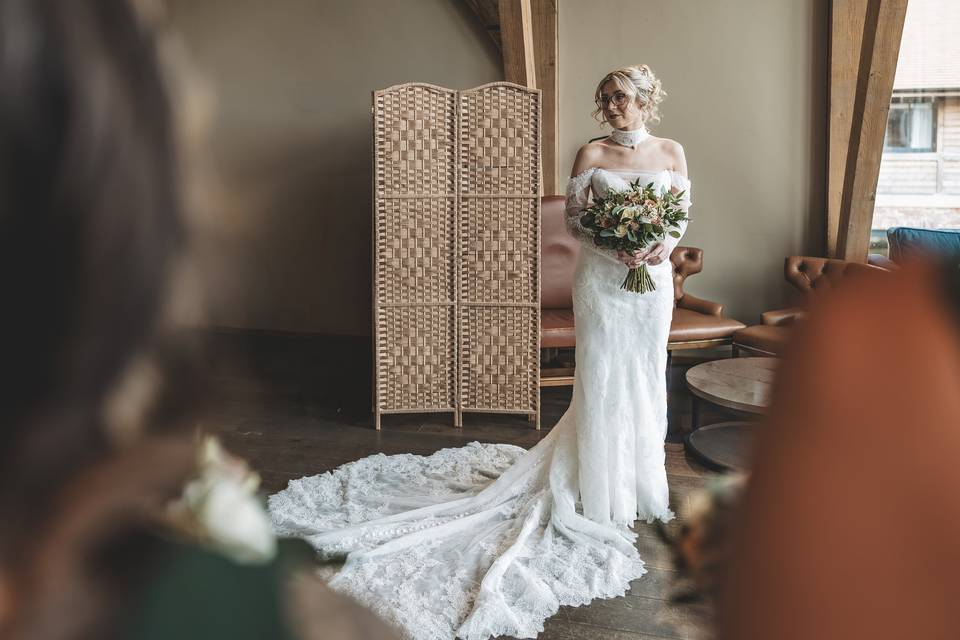 Bride reveal to bridesmaids
