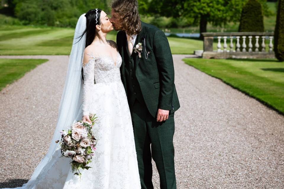 Bride & groom in grounds