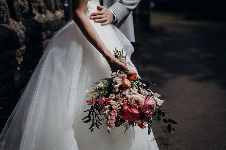 Daisy’s coral charm bouquet