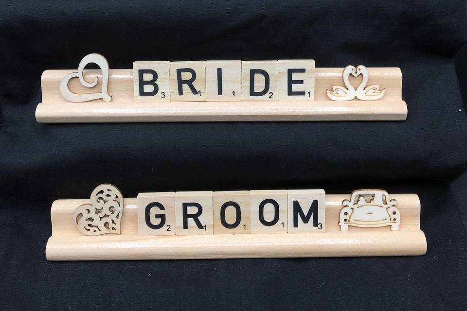 Scrabble letter wedding party names