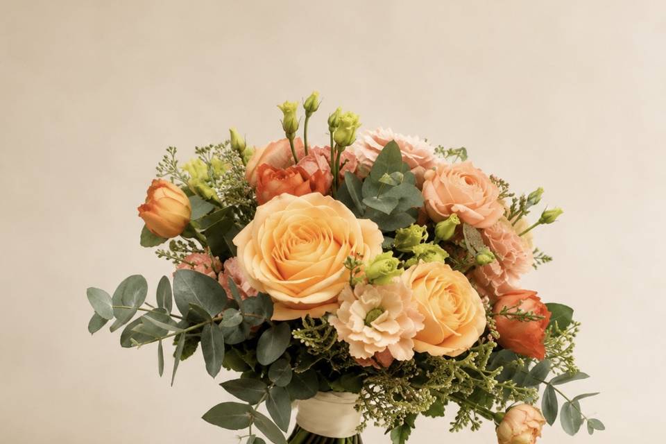 A romantic hand-tied bridal bo