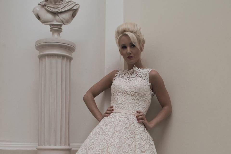 Dara House of Mooshki Tea Length Lace Wedding Dress - Sleeveless