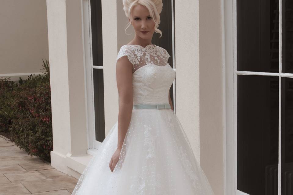 Claire House of Mooshki Tea Length Vintage Inspired Wedding Dress