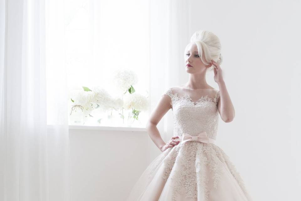 Poppy Short Tea Length Lace Tulle Wedding Dress By House of Mooshki