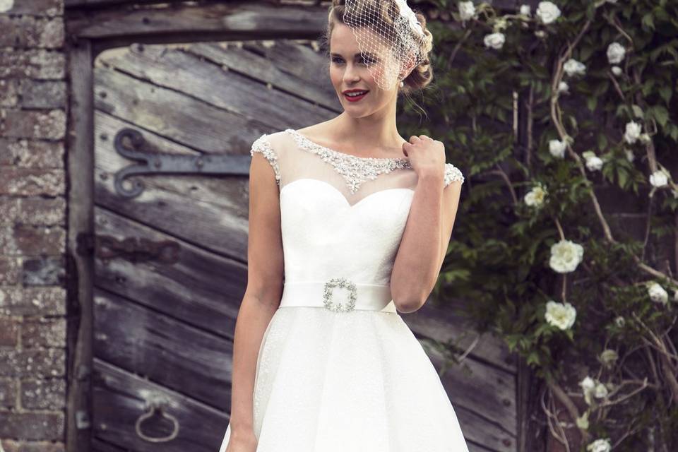 Amelia 1950s Tea Length Wedding Dress