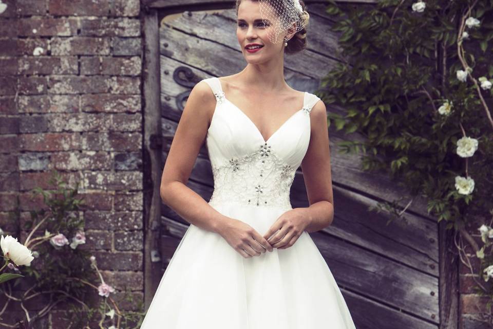 Lottie 1950s Tea Length Wedding Dress