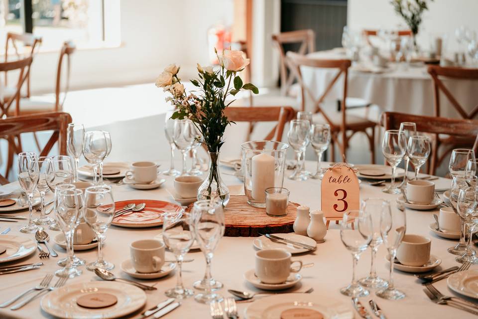 Local wood table decorations