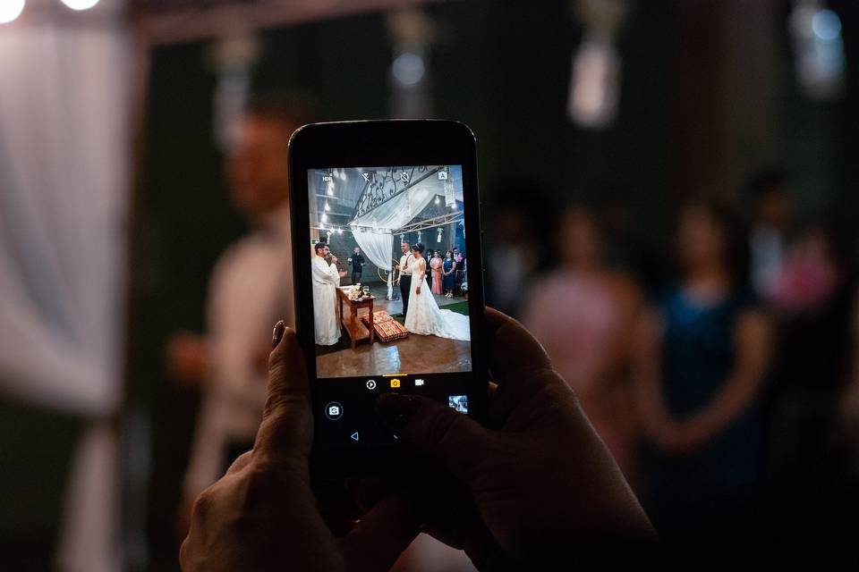 Filming wedding ceremony