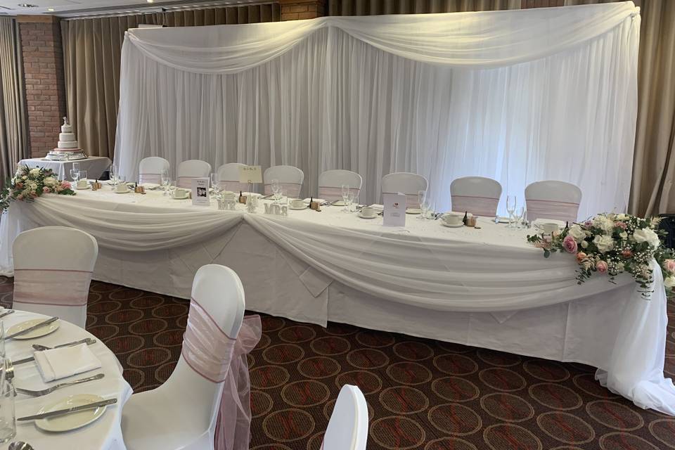 Backdrop and top table