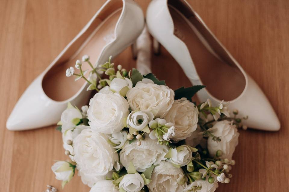 Shoes, flowers, and accessories