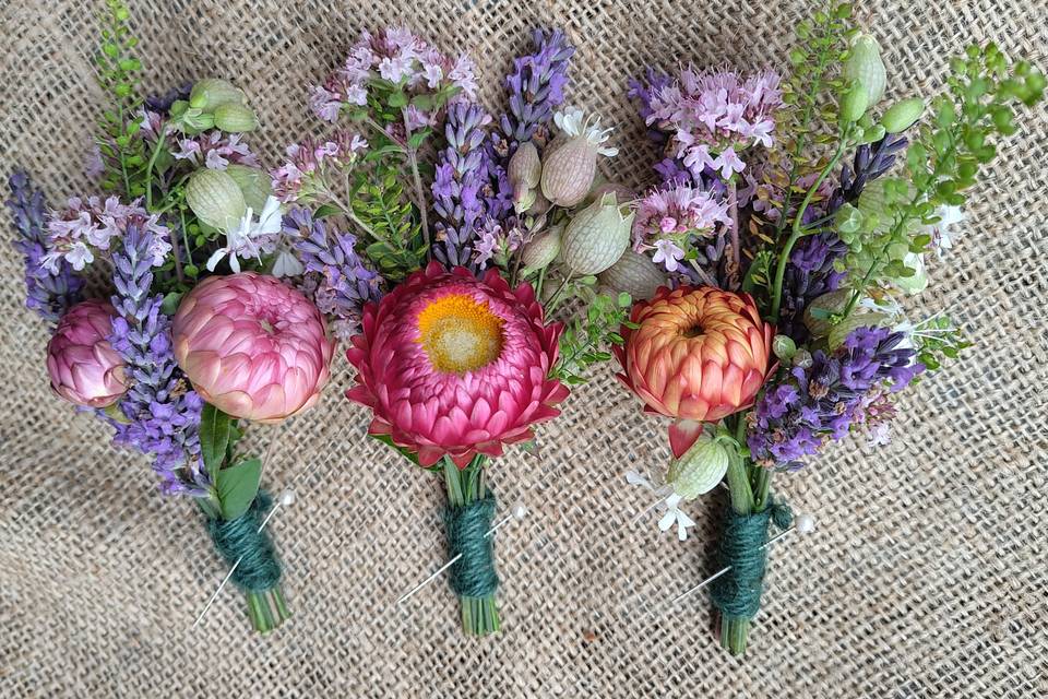 Colourful summer buttonholes