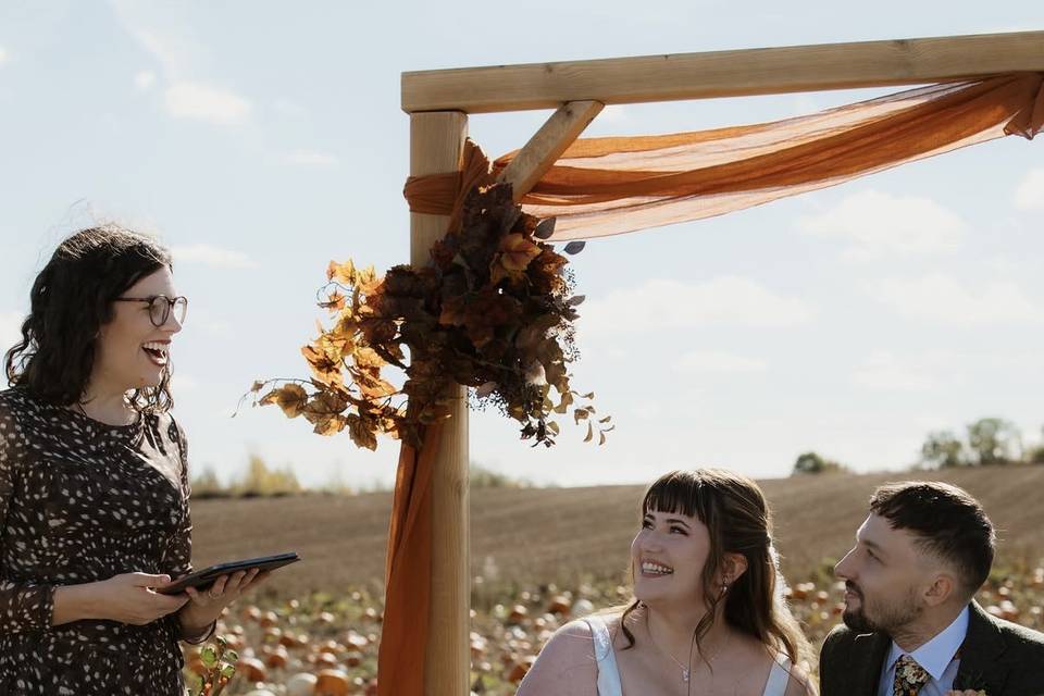 Pumpkin picking wedding