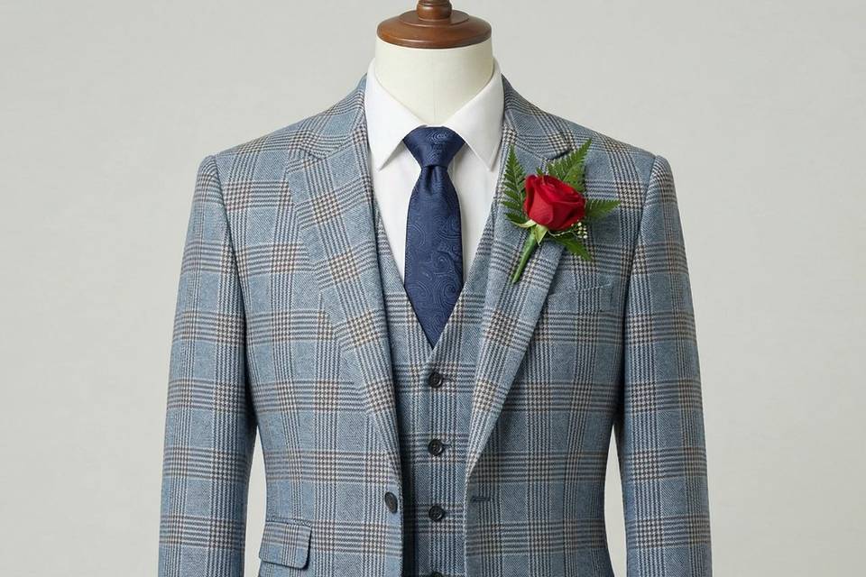 Wedding Suits Blue Check
