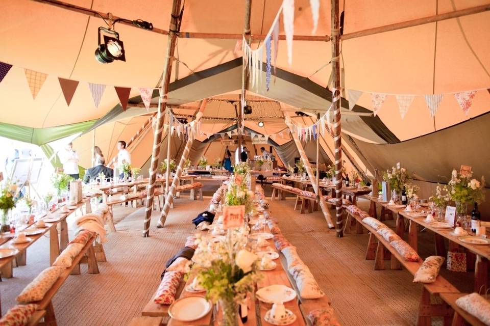 Spacious tent interior