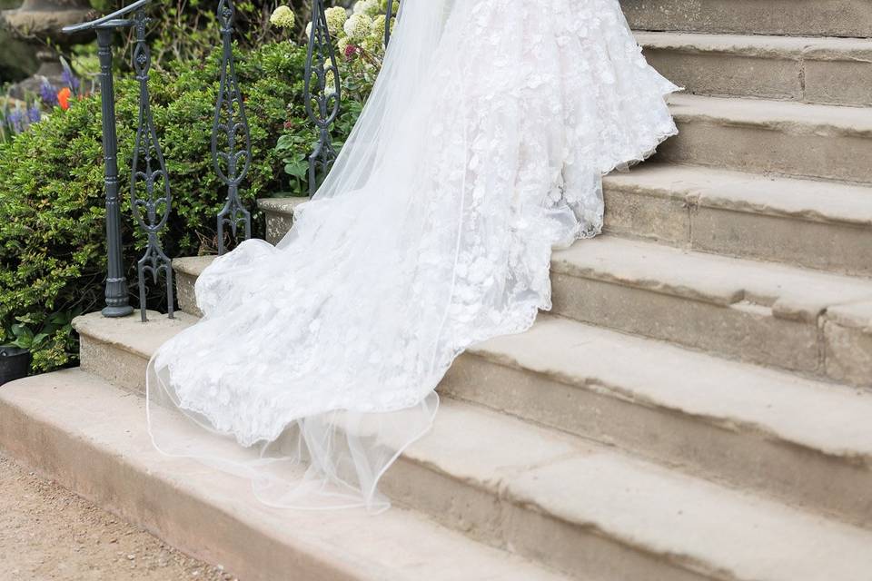 Bride on stairs
