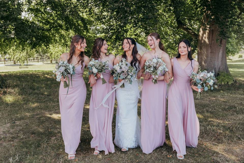 Bride and bridesmaids