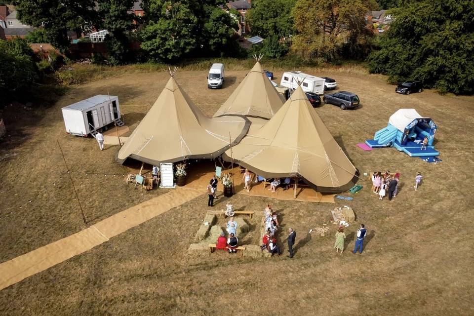 Giant teepees - aerial view