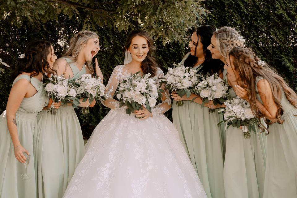 Bride with bridesmaids