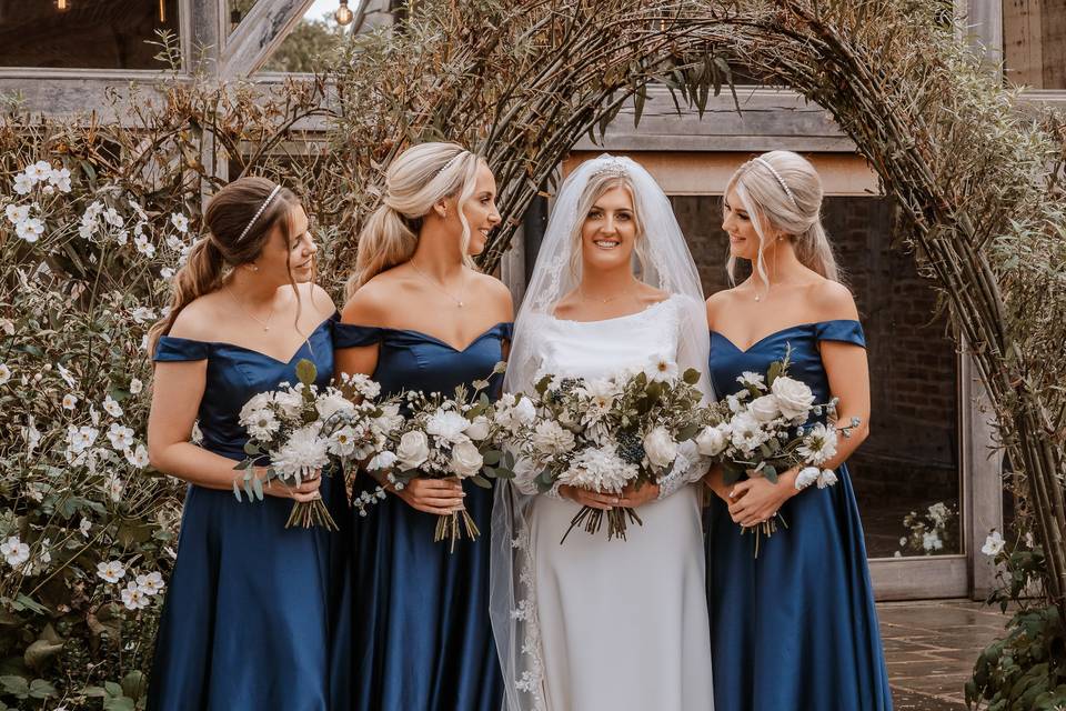 Bride and bridesmaids