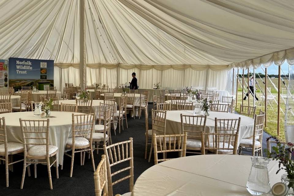 Set up in traditional marquee