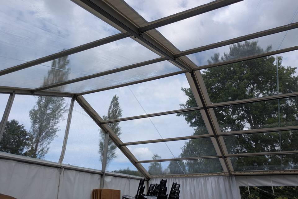Clear roof panels framed marqu