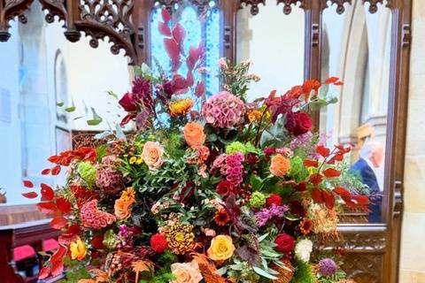 Autumnal Pedestal Arrangement