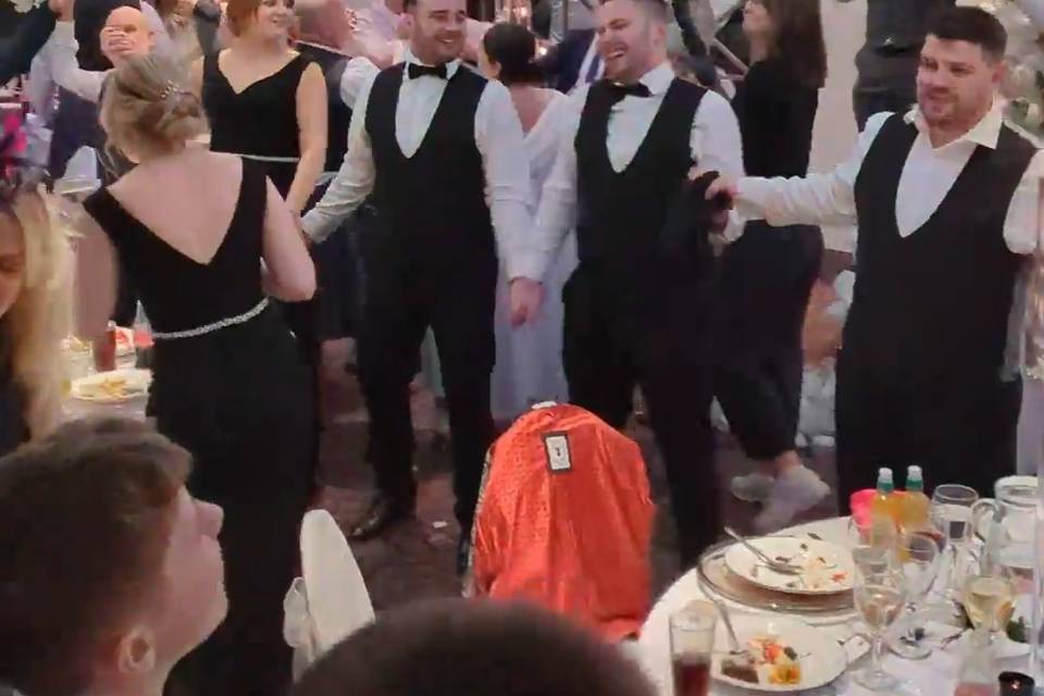 End of wedding meal singalong