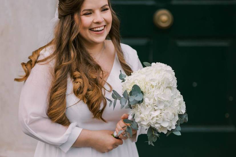 Halfway hairstyle, bridal glam
