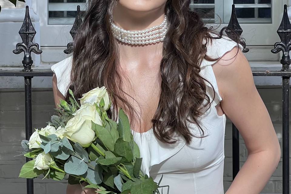 Halfway hairstyle, bridal glam