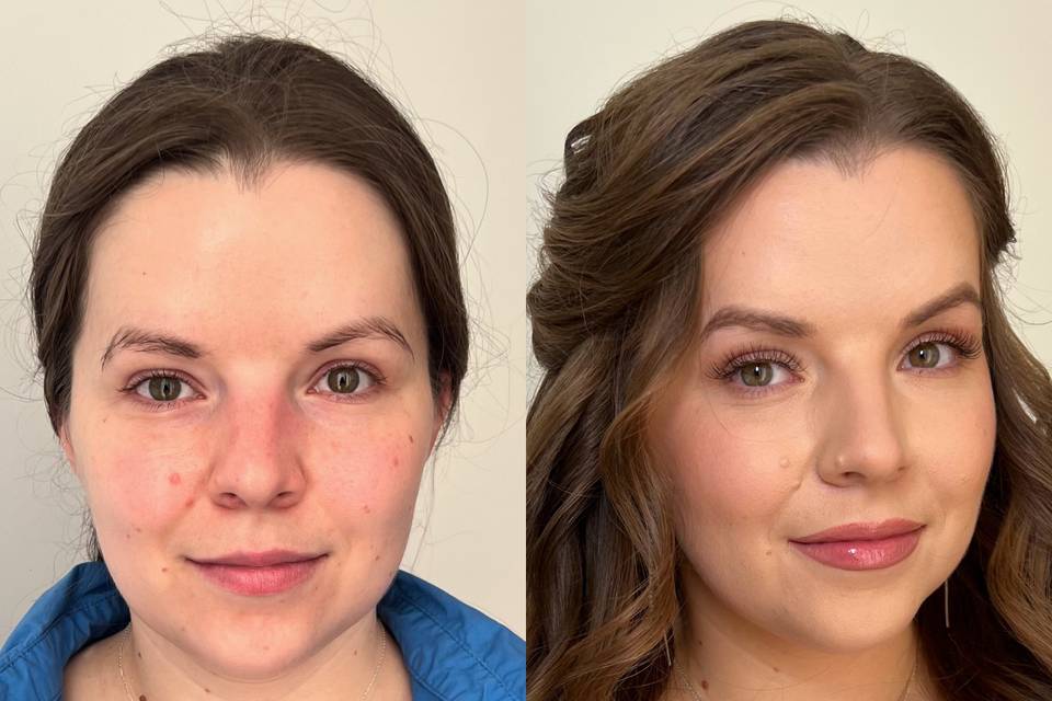 Halfway hairstyle, soft glam