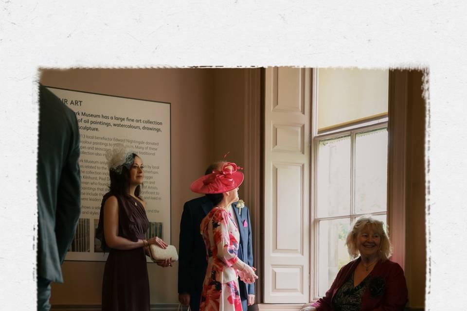 Guests pause before ceremony