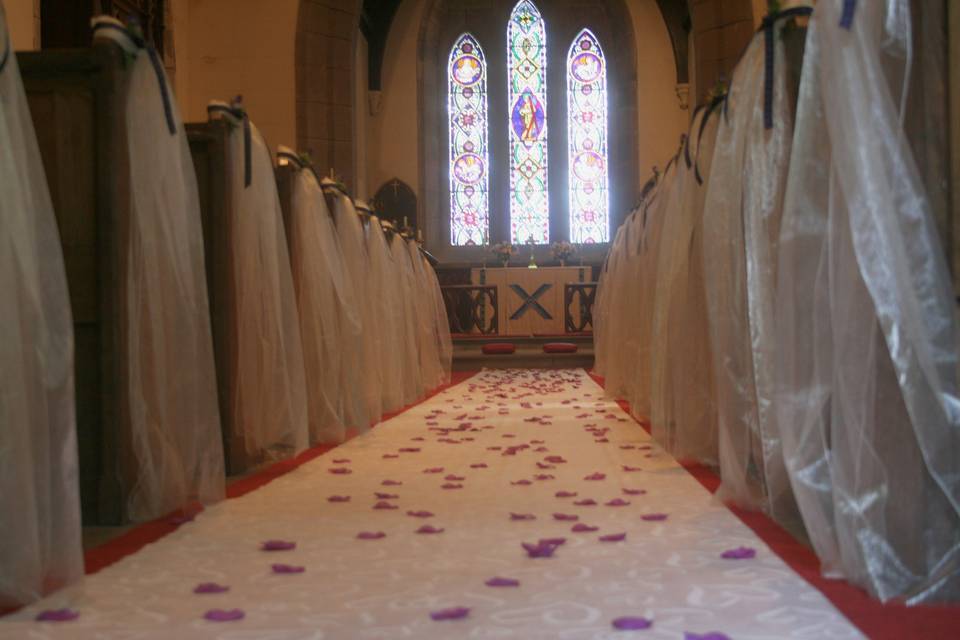 Bespoke church pews & aisle