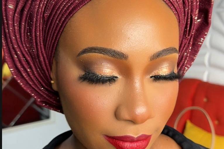 Bridal makeup and Gele(headgea