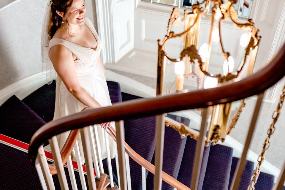 Bride on staircase